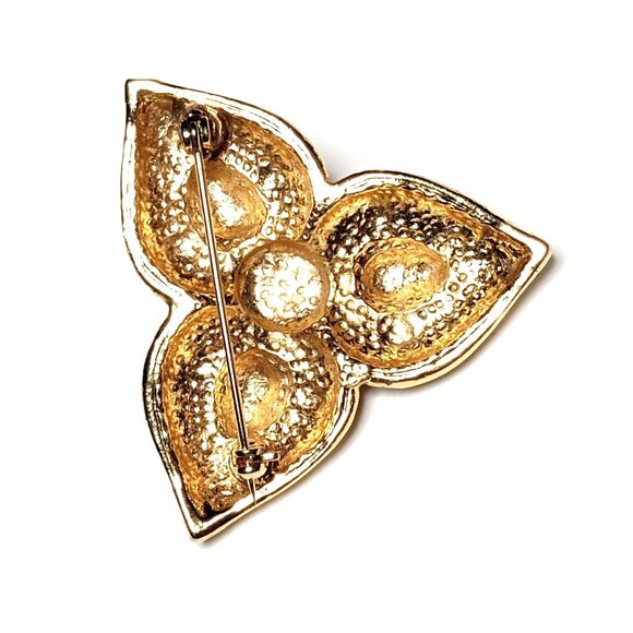 Rare Vintage Gold Toned Black Enamel Triquetra Brooch Trinity Celtic Knot Symbol - Picture 6 of 12